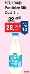 DOST %3,1 YAĞLI PASTÖRİZE SÜT 1 L